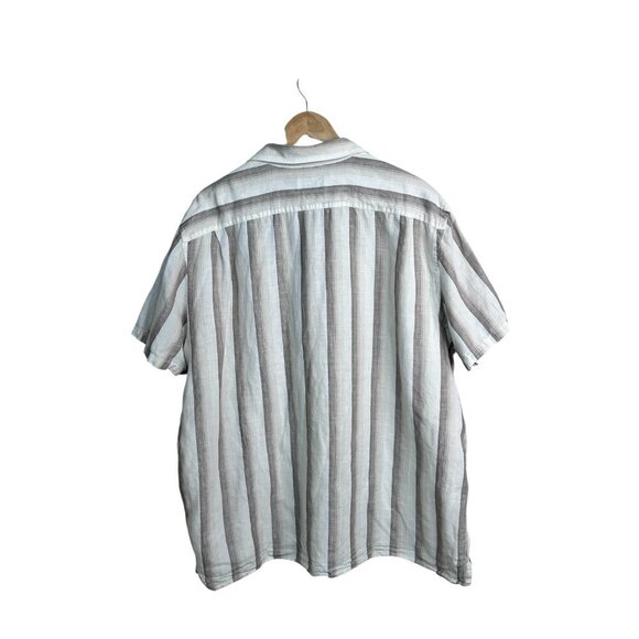 Michael Kors Men's XXL Linen Blend Brown Striped Button Down Camp Vacation - Picture 2 of 6